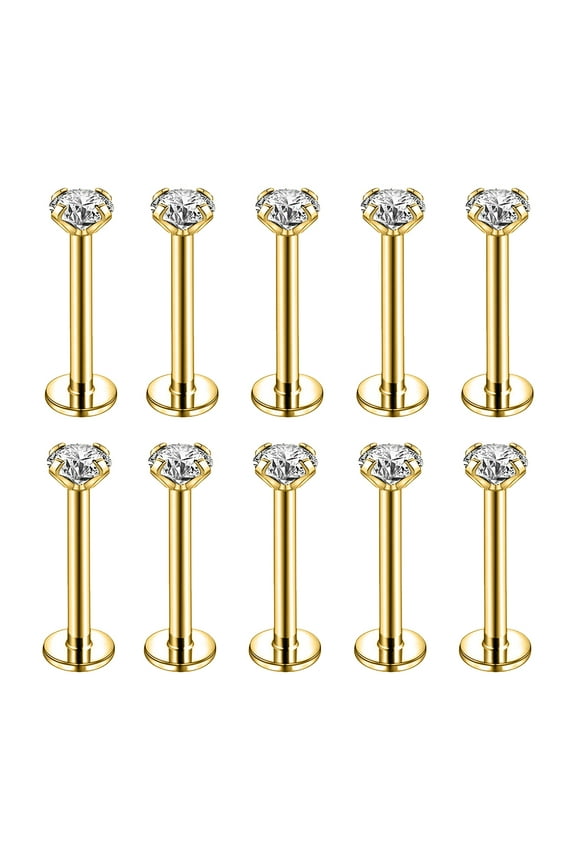 10Pcs/Set Lip Labret Rings Piercing Zircon Monroe Medusa Piercing Helix Conch Cartilage Piercing Earrings