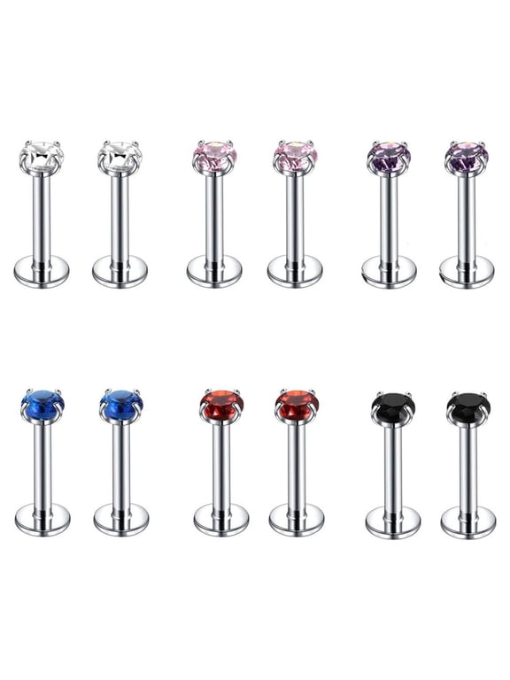 12Pcs/Set 16G Labret Lip Studs Piercing Monroe Medusa Lip Piercing Conch Helix Cartilage Piercing