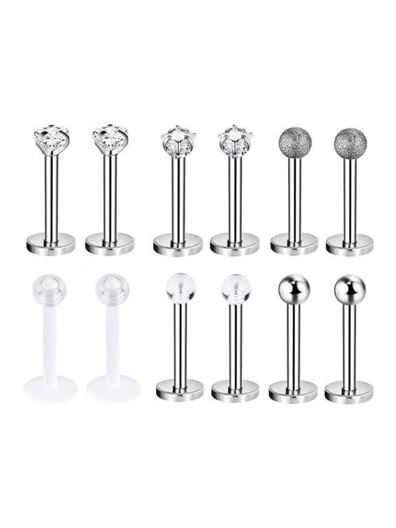 12Pcs/Set 16G Lip Studs Star Medusa Lip Piercing Heart Cartilage Helix Earring Piercing