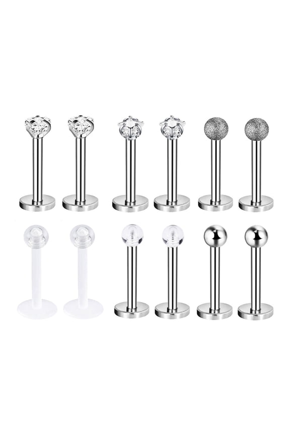 12Pcs/Set 16G Lip Studs Star Medusa Lip Piercing Heart Cartilage Helix Earring Piercing