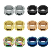 ZS 12Pcs/Set Ear Plug Screw Fit Flesh Tunnels Ear Gauges Stainless Steel Ear Stretchers Jewelry