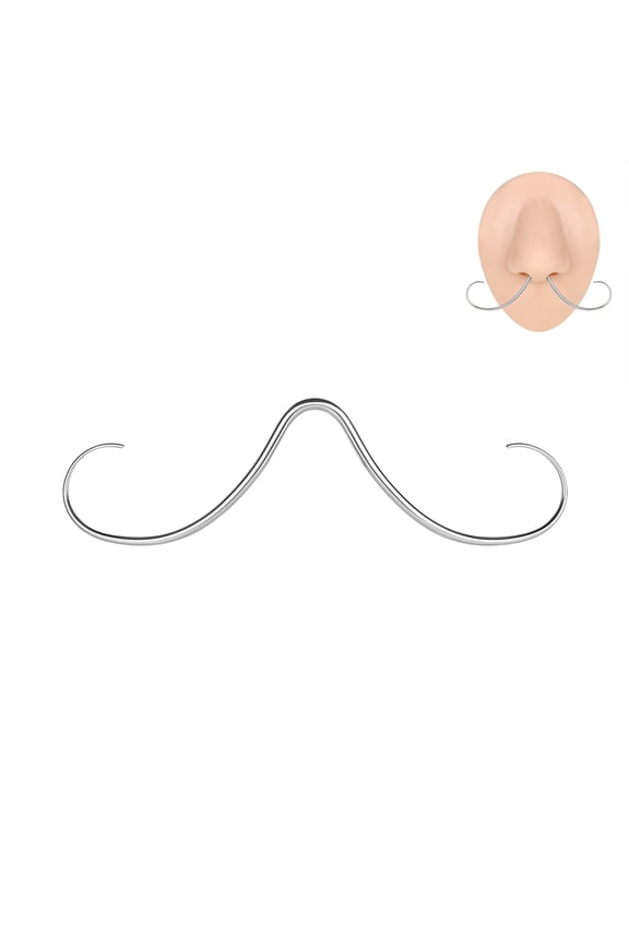 14G/16G Stainless Steel Mustache Shaped Nose Septum Ring Curved Nose Piercing Body Jewelry