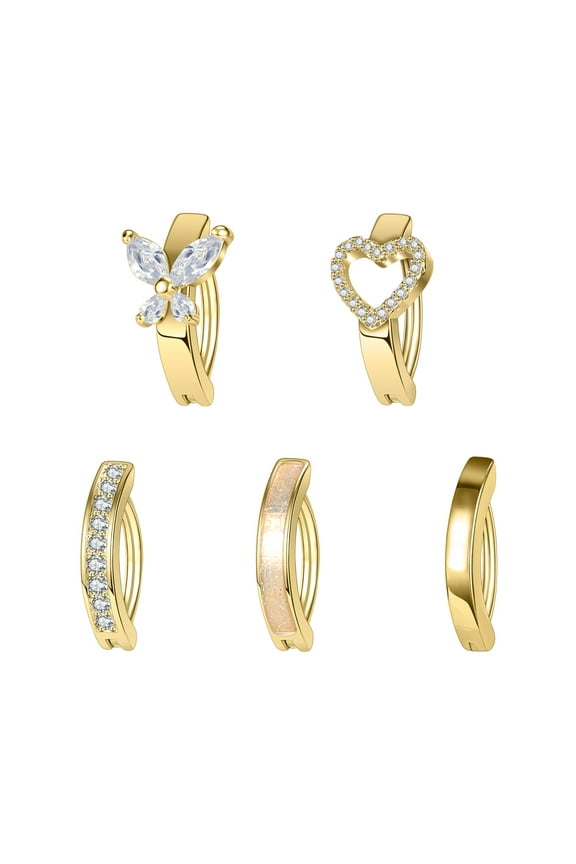 14G 5Pcs Zirconia Reverse Curved Belly Rings Simple Navel Rings Piercing Plated Belly Button Ring