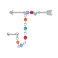 thumbnail image 1 of ZS 14G Bow Arrow Industrial Barbell Jewelry Colorful Bead Chain Cartilage Conch Piercing Silver Earrings Piercing, 1 of 7