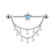 ZS 14G Tortoise Industrial Barbell Jewelry Bead Tassel Dangel Cartilage Conch Piercing Silver Earrings Piercing