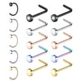 thumbnail image 1 of ZS 15Pcs/Set 20g Nose Hoop Ring Piercing Round Flat Nostril Piercing Rose Gold Black Nose Bone/L Shaped/Nose Screw Nose Stud Piercing, 1 of 6