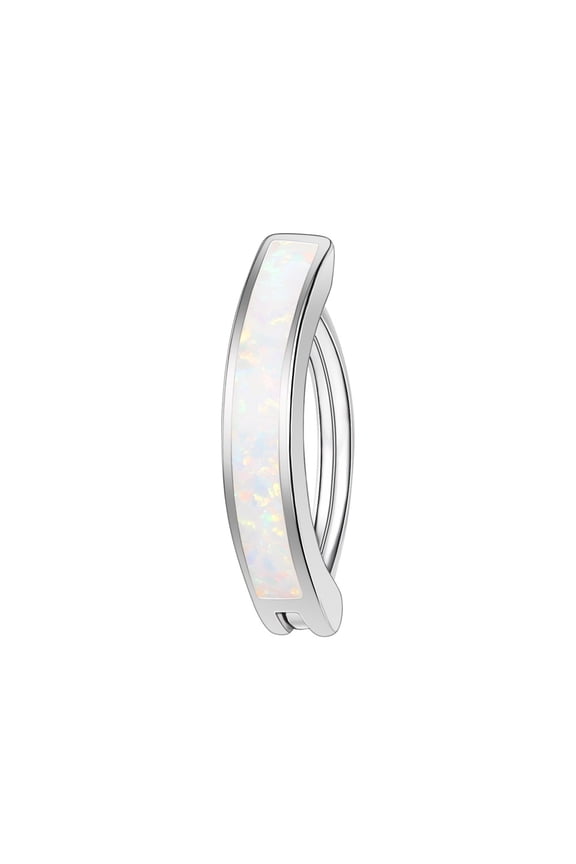 16G 925 Sterling Silver Reverse Curved Belly Rings Opal Navel Piercing Simple Belly Button Ring