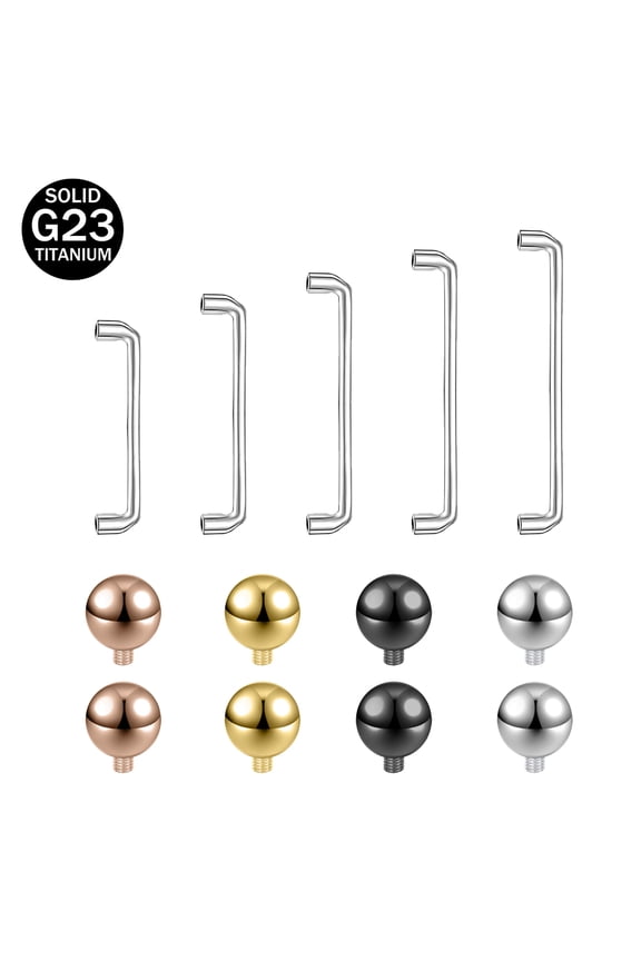 16G G23 Titanium Dermal Anchor Base & Steel Ball Dermal Anchor Tops Skin Piercing Kit