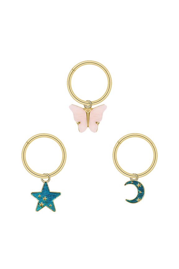 16G Gold Color Belly Button Hoop Piercing Dangle Belly Navel Piercing