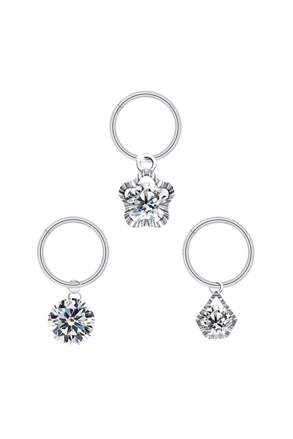 16G Silver Color Belly Button Hoop Piercing Dangle Belly Navel Piercing