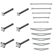 ZS 16Pcs/Set Nose Chain Piercing Across Nose Stud Claw Cubic Zirconia Nose Bone/L Shaped/Corkscrew Nose Rings