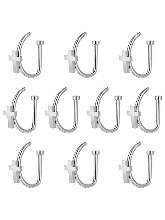 18G 9/10Pcs/Set Stainless Steel Nose Ring D-Shape Nostril Piercing Body Jewelry
