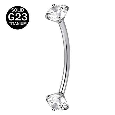 ZS 1PC Titanium Curved Zirconia Curved Navel Rings,for Eyebrow Labret Tongue Cartilage Nipple Piercing