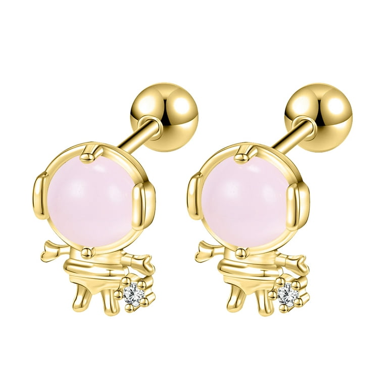 ZS 20G Pair Cute Astronaut Stud Earring Opal Cartilage Helix