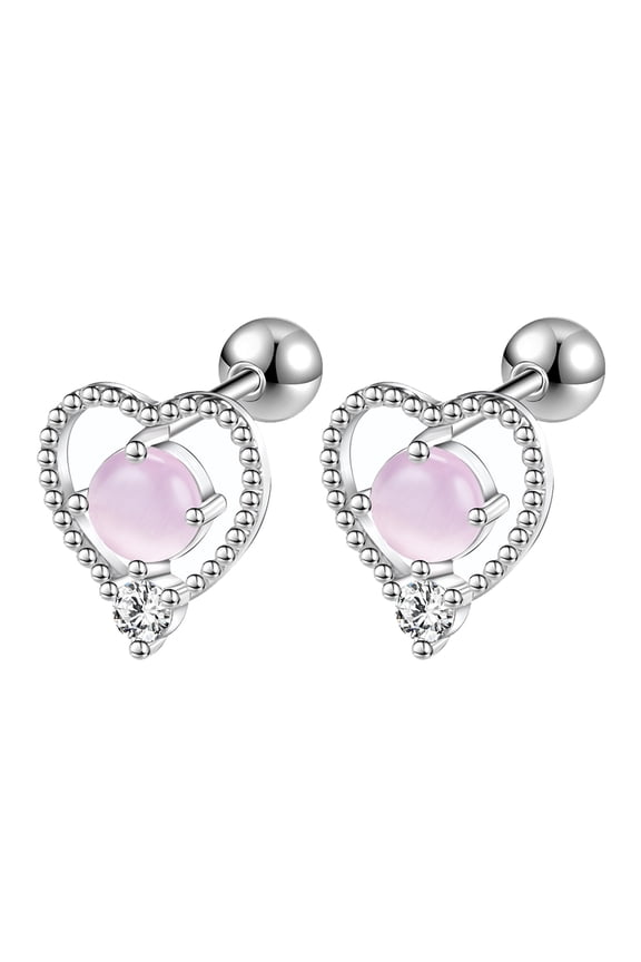 20G 1 Pair Heart Stud Earring Cute Cartilage Conch Helix Piercing Silver Color Ear Piercing Jewelry