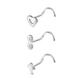 thumbnail image 1 of ZS 20G 3Pcs CZ Nose Studs Piercing Corkscrew Nose Rings Heart Infinity Cross Nostril Piercing, 1 of 6