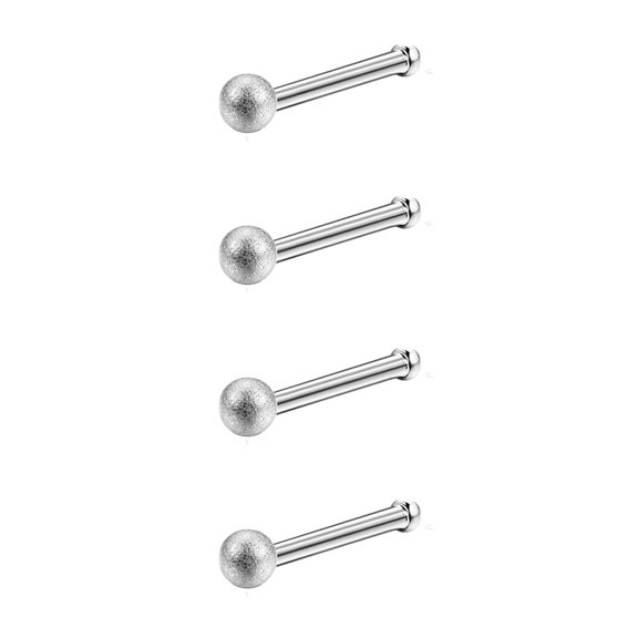 ZS 20G 4Pcs CZ Frosted Ball Nose Studs Nose Bone Shape Nose Rings Stainless Steel Nostril Piercing