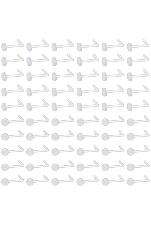 20G 60Pcs/Set Clear Invisible Nose Stud Piercing Flat Ball Nose Corkscrew/Nose Bone/ L-Shape Bioflex Nose Piercing Retainer Jewelry