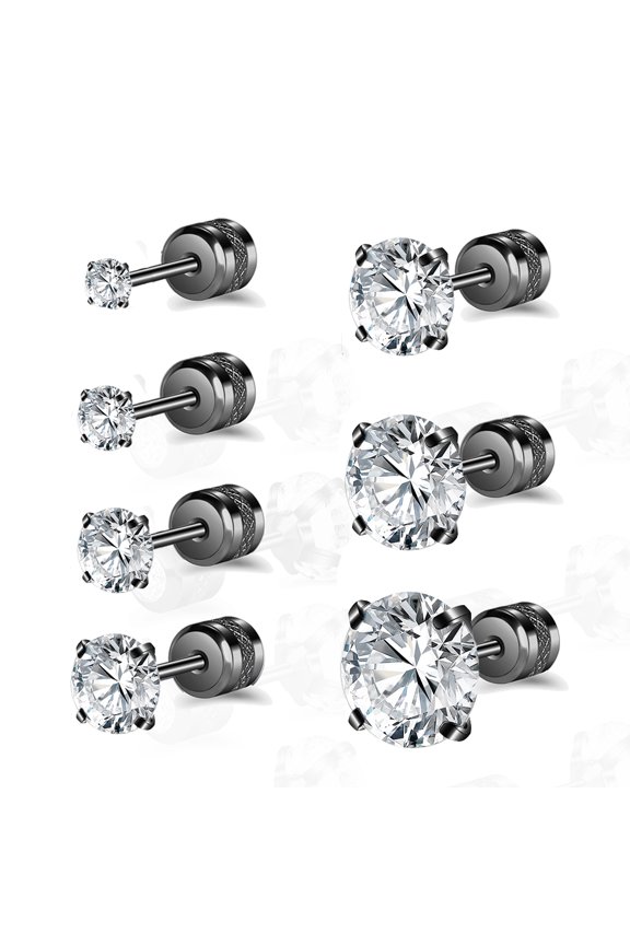 20G 7Pcs CZ Ear Stud Earring Basic Style Cartilage Conch Helix Piercing Crystal Ear Piercing
