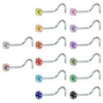 thumbnail image 1 of ZS Mix Colors and Shape Cubic Zirconia Crystal Stud Nose Ring, 20g, 14 Piece, 1 of 5