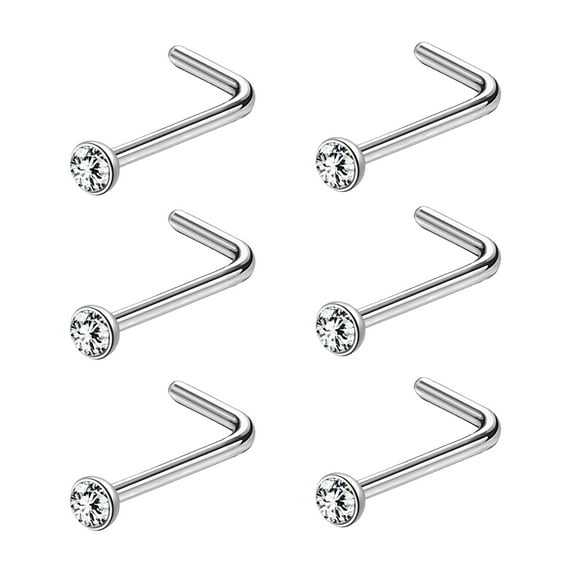 ZS 20g Crystal Nose Stud Piercing Nose Bone/L Shaped/Nose Screw Nostril Piercing