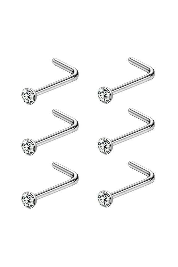 20g Crystal Nose Stud Piercing Nose Bone/L Shaped/Nose Screw Nostril Piercing