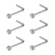 ZS 20g Crystal Nose Stud Piercing Nose Bone/L Shaped/Nose Screw Nostril Piercing