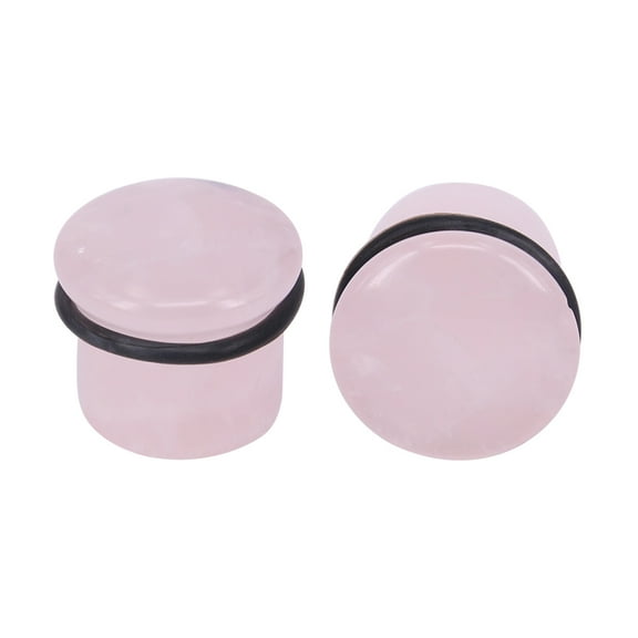 ZS 2Pcs Pink Single Flared Ear Plug Tunnel Natural Stone Ear Gauges Mushroom Shape Ear Stretchers Jewelry with Silicone O-Ring