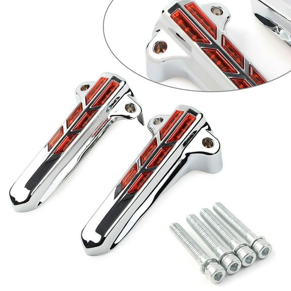 ZS 2x Front Lower Fork Leg Cover LED Smoke Light for Harley FLHR FLHX 14-20 Yellow