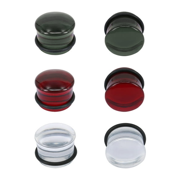 ZS 3 Pairs Glass Ear Gauges Mushroom Ear Plugs and Tunnels Single Flare Ear Stretching Piercing 0g 00g