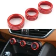 thumbnail image 1 of ZS 3x Red Car Interior Central Control Air Condition Switch Knob Ring AC Trim For Alfa Romeo Giulia Stelvio 2017-2020, 1 of 6