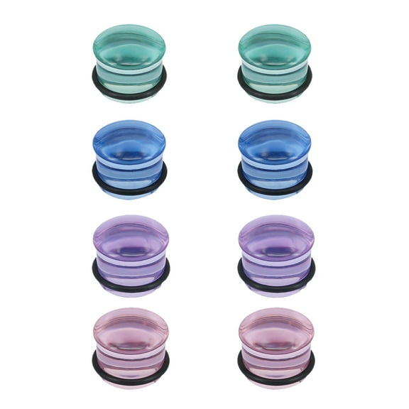 ZS 4 Pairs Glass Ear Gauges Mushroom Ear Plugs and Tunnels Single Flare Ear Stretching Piercing 0g 00g