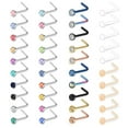 thumbnail image 1 of ZS 40Pcs/Set 20g Mix Color Cubic Zircon Nose Ring Piercing Round Crystal Nostril Piercing Nose Bone/L Shaped/Nose Screws Nose Stud Piercing, 1 of 4
