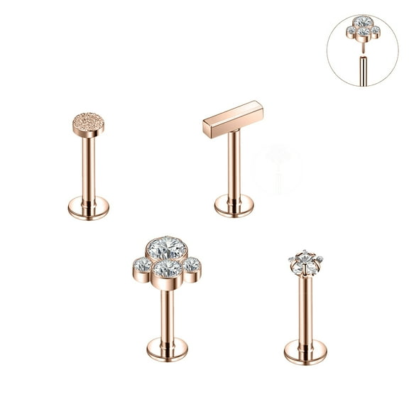 ZS 4Pcs 16G Push in Labret Lip Piercing Monroe Medusa Lip Studs Conch Helix Cartilage Piercing Stud Earrings