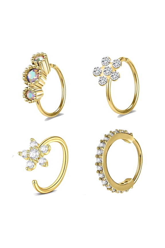 4Pcs/Set 20G Nose Hoop Ring Piercing Gold Plating Helix Cartilage Piercing