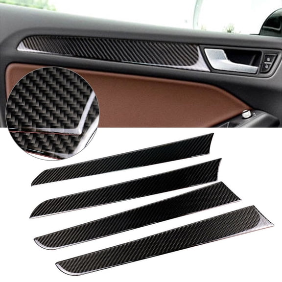 ZS 4x Car Interior Door Panel Cover Trim For Audi A4 B8 2009-2016 Carbon Fiber Sticker
