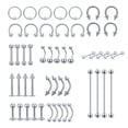 thumbnail image 1 of ZS 50Pcs/set Silver Belly Button Nose Septum Tongue Lip Monroe Eyebrow Piercing Industrial Barbell Earring Body Piercing Pack, 1 of 4
