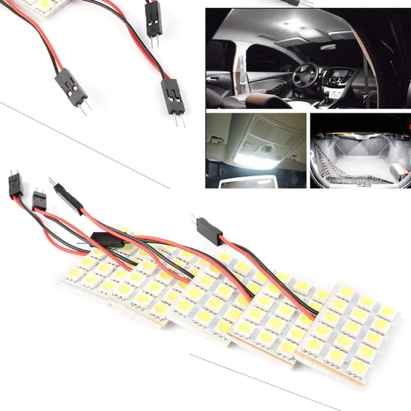 ZS 5pcs White LED 5050 15SMD Panel + Festoon T10 BA9S Adapter Interior Dome Light Universal for Car Reading Lights Replacement