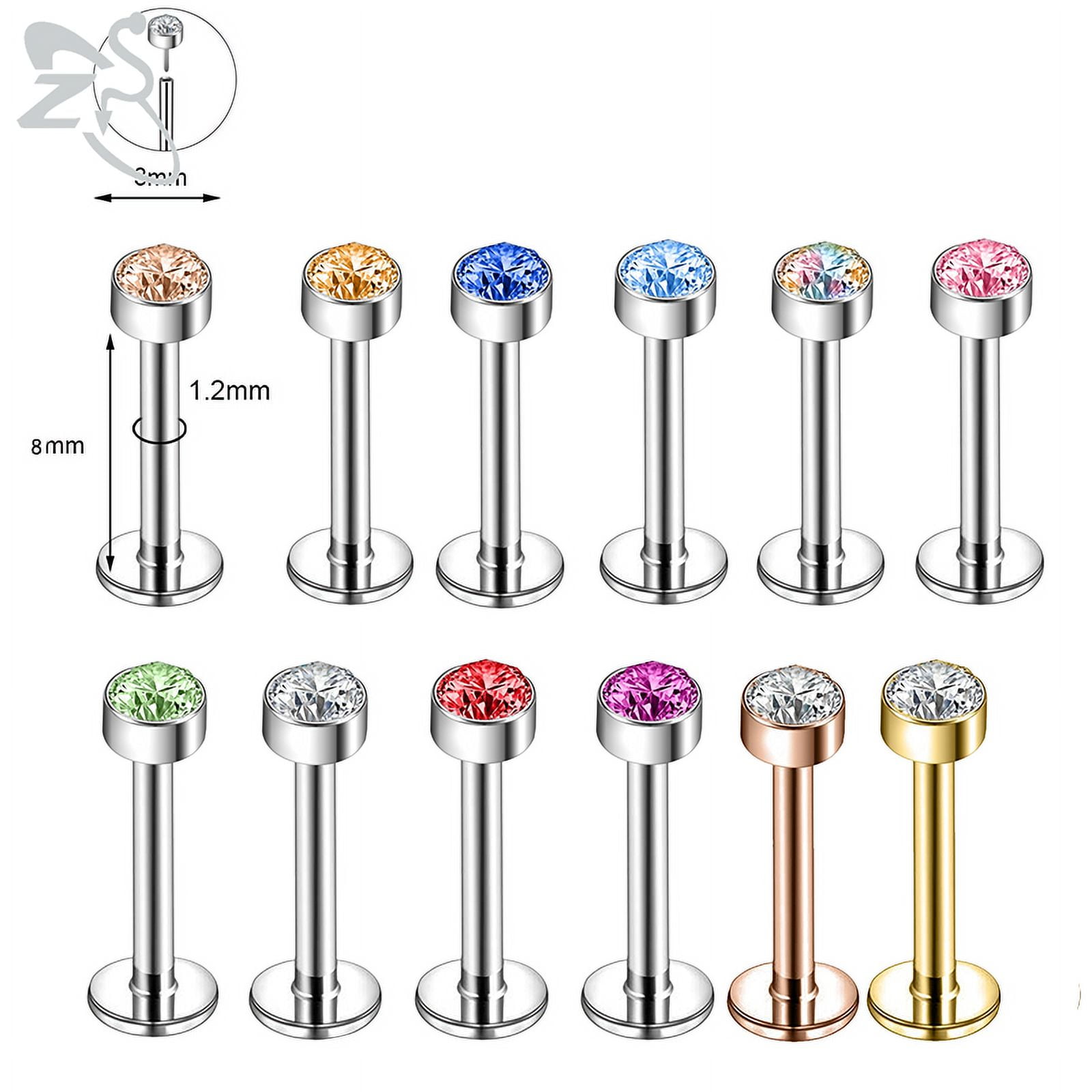 9 Stück Labret Piercings 16G Edelstahl - Totenkopf Design Für Lippe & Ohr