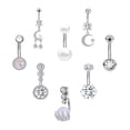 thumbnail image 1 of ZS 8PCS 14G Heart CZ Belly Button Rings Moon Dangle Navel Piercing Opal Belly Ring, 1 of 3