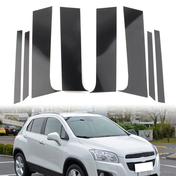 ZS 8Pcs Car Door Trim Pillar Window Posts Piano Cover Sticker For CHEVROLET Trax 2015 2016 2017 2018 2019 2020 2021 Gloss Black
