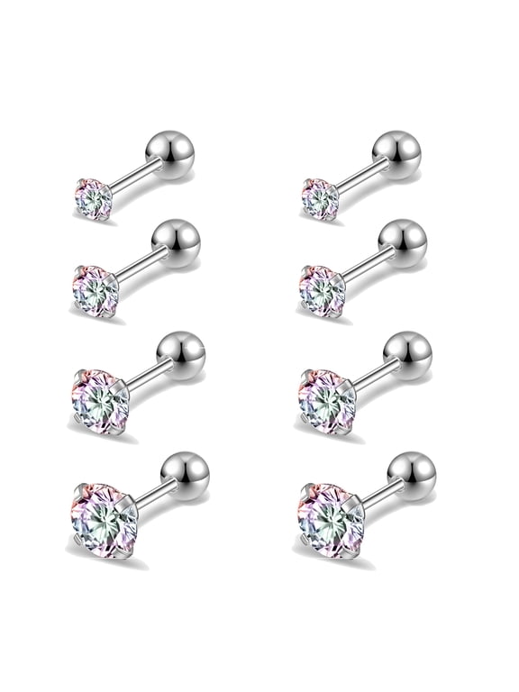 8Pcs/Set 20G Claw Round Cubic Zircon Ear Stud Dainty Helix Conch Cartilage Piercing for Women