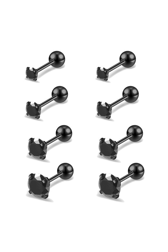 8Pcs/Set 20G Claw Round Cubic Zircon Ear Stud Dainty Helix Conch Cartilage Piercing for Women