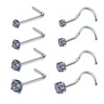 thumbnail image 1 of ZS 8Pcs/Set 20G Stainless Steel Crystal Nose Stud Piercing L Shaped/Nose Screws Rings Set, 1 of 4