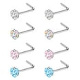 thumbnail image 1 of ZS 8Pcs/Set 20g Heart Crystal Nose Ring Stud Piercing Nose Bone/L Shaped/Nose Screw Nostril Piercing, 1 of 5