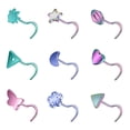 thumbnail image 1 of ZS 9PCS 20G Corkscrew Nose Rings Heart Star Nose Piercing Cute Nose Stud, 1 of 4