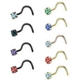thumbnail image 1 of ZS 9Pcs 20g Claw Round Crystal Nose Ring Piercing Mix Color Cubic Zirconia Nostril Piercing L Shaped/Nose Screws Nose Stud Piercing, 1 of 4