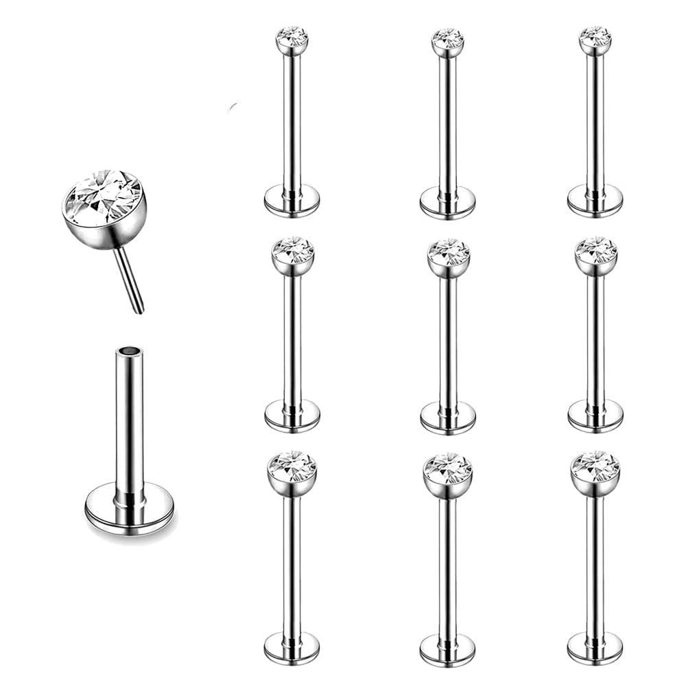 Bijou Piercing Labret En Titane - Barre 16G (1.2mm), Longueur 6/8mm - Sans Vis, Poussoir - Pour Lèvre, Helix, Tragus, Conch