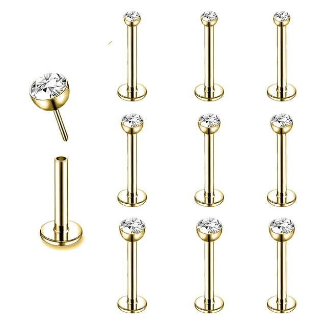 316L Body Piercing 20G Push-In Labret Ring Kraakbeen, Tragus, Helix, Monroe, Neu - Foto 4