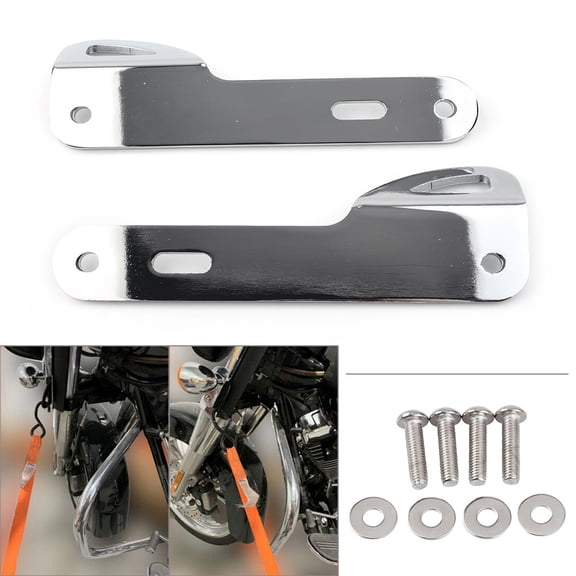 ZS Chrome 2pcs Motorcycle Trailer Hook Tie-Down Clip Hook Holder Mounting Hardware Kit For Harley For Touring Models 1993-2018
